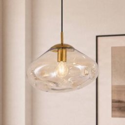 Luminaire suspension en verre Lelia Lindby, dimmable, beige, Salon / Salle à manger, Verre, Design, Suspension en verre