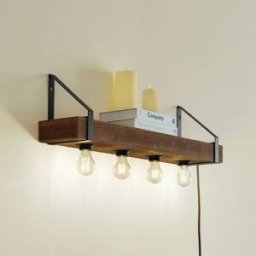 Applique murale Vatana Lindby, dimmable, bois foncé, Salon / Salle à manger, Bois, Maison de campagne / Rustique, Applique Murale