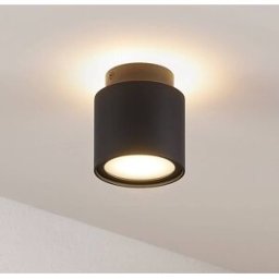 Plafonnier Arcchio Walisa, Ø 10 cm, noir, diffuseur, GU10 Walisa Arcchio, dimmable, noir, Salon / Salle à manger, Aluminium, Moderne, Spot