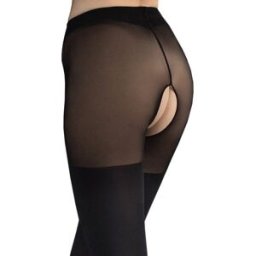 Twilight - Collant Ouvert Femme Ronde effet Bas Opaque Noir - Fiore