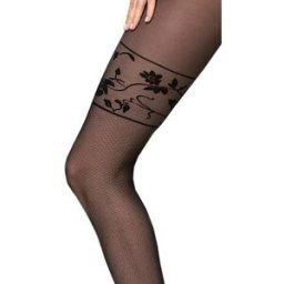 Claire - Collant Fantaisie Noir à Motif Floral - Knittex