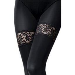 Risky Game - Collant Femme Noir Opaque Jarretière Dentelle - Knittex