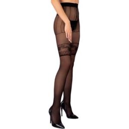 Livco Corsetti Napama - Collant Femme Noir avec Ouverture entrejambe - Livco