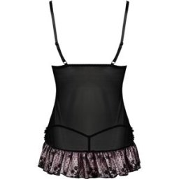 Livco Corsetti Halla - Nuisette Courte Babydoll Dentelle Noire et Satin