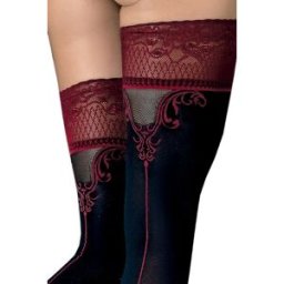 Bas Noir Autofixant Opaque Motif Couture - Ballerina