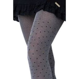 Corazon - Collant Opaque Gris motifs Coeurs Noirs - Knittex