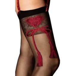 Segreta - Bas Fantaisie Noir et Rouge pour Jarretelles - Fiore