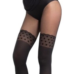 Fiore Collant Fantaisie Noir semi-opaque effet Bas