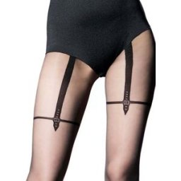Magnetize - Collant Noir Sexy effet Bas Couture Jarretelles - Knittex