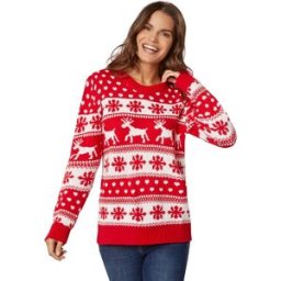 Dressforfun Pull de Noël hiver magique rouge et blanc pour femme L - habillement costume halloween habillement soirée carnaval habillement soirée carnaval - 303332