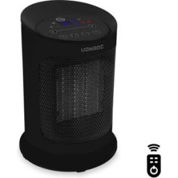 VONROC Chauffage électrique - chauffage soufflant - 1200W/1800W - céramique - 3 réglages - thermostat - minuterie - affichage LED - fonction swing - télécommande incluse - 20m2