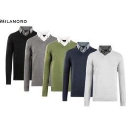 Milanoro - Pull homme à col chemise - Gris clair - L