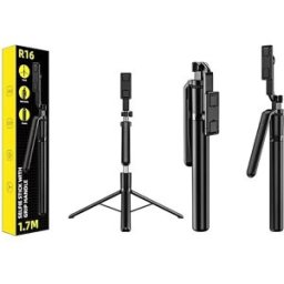 merkloos R16 Bâton de selfie extensible avec trépied - 157 cm - Télécommande Bluetooth - Rotation à 360° - Poignée d'équilibre - Pour Smartphone et GoPro