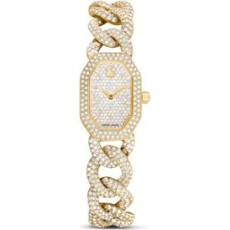 Swarovski Montre Dextera chain, Fabriqué en Suisse, Bracelet en cristal, Ton doré, Finition ton doré OS