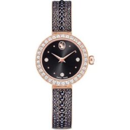 Swarovski Montre Matrix pearl bangle, Fabriqué en Suisse, Bracelet en cristal, Noir, Finition or rose OS