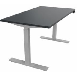Mateol Bureau droit individuel assis-debout électrique Fusion Blanc neige, noir velours, érable blanc, chêne clair et chêne brunswick