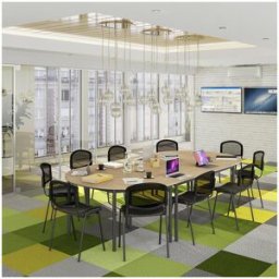 Actiburo Table de réunion polyvalente demi-lune Orcana Blanc perle, érable, hêtre, chêne clair ou chêne gris