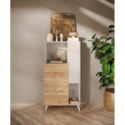 Balias Home Buffet haut 2 portes chêne cadiz/blanc laqué Minorka Chêne cadiz/blanc laqué