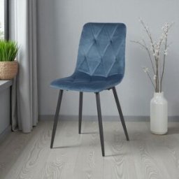 Deladeco Chaise de salle à manger moderne en velours Steel (lot de 4) Bleu, orange, jaune, rose, rouge, gris ou noir