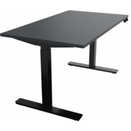 Mateol Bureau droit individuel assis-debout électrique Fusion Blanc neige, noir velours, érable blanc, chêne clair et chêne brunswick