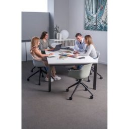 Leaderburo Chaise de réunion pivotante pieds noirs en polypropylène Wendy Blanc, rose, vert, bordeaux, bleu, noir ou marron