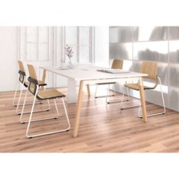 Leaderburo Table de réunion avec pieds métal et bois Erika Graphite, blanc, gris, hêtre, chêne moyen, acacia clair, acacia foncé, chêne veiné ou chêne grisé