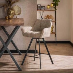 Vivabita Tabouret pivotant moderne en tissu bouclé Marcus (lot de 2) Sable