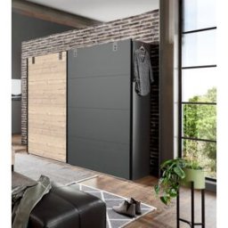 Deladeco Armoire adulte industrielle 225 cm Madrid I Chêne