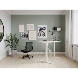 Mateol Bureau individuel assis-debout avec trappe Fusion Blanc neige, noir velours, érable blanc, chêne clair et chêne brunswick