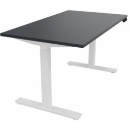 Mateol Bureau droit individuel assis-debout électrique Fusion Blanc neige, noir velours, érable blanc, chêne clair et chêne brunswick