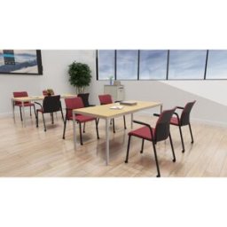 Mateol Table de réunion polyvalente rectangulaire Zitto Blanc neige et chêne clair