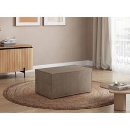 Vivabita Pouf en velours côtelé Charly Taupe, beige, jaune, marron, gris foncé, bleu clair, vieux rose ou terracotta