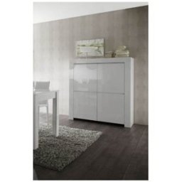 Balias Home Buffet haut moderne laqué blanc brillant Twist Laqué blanc brillant