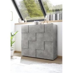 Balias Home Buffet haut moderne 2 portes gris béton Milenor Gris béton