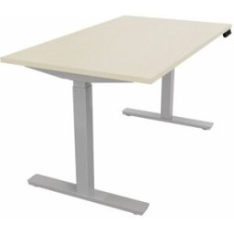 Mateol Bureau droit individuel assis-debout électrique Fusion Blanc neige, noir velours, érable blanc, chêne clair et chêne brunswick