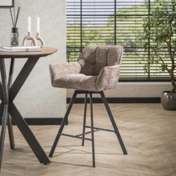 Vivabita Tabouret de bar moderne en tissu Marcus (lot de 2) Champagne