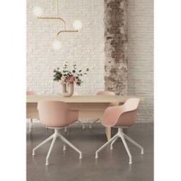 Leaderburo Chaise de réunion pivotante pieds blancs en polypropylène Wendy Blanc, rose, vert, bordeaux, bleu, noir ou marron