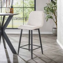 Vivabita Tabourets de bar modernes en velours côtelé Coline (lot de 2) Sable ou blanc cassé