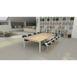 Matelpro Table de réunion pieds métal Skyline Blanc, gris, argile, hêtre, nebraska, chêne fil, timber ou cèdre