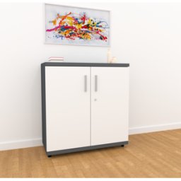 Matelpro Armoire de bureau portes battantes H 74 cm Proline Blanc, gris clair, beige, graphite, noir, acacia, épicéa gris ou chêne naturel