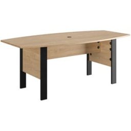 Deladeco Table de réunion tonneau contemporaine chêne/noir Faro Chêne/noir