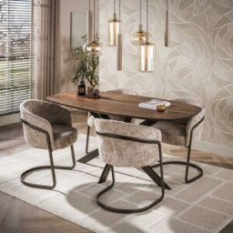 Vivabita Table de salle à manger ovale 150 cm en acacia massif brun Artic Brun