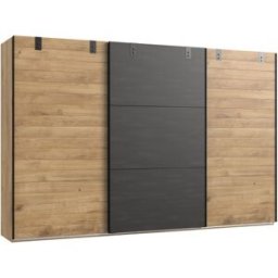 Deladeco Armoire adulte industrielle 300 cm chêne/anthracite Michigan I Chêne