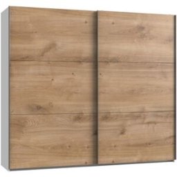 Deladeco Armoire adulte contemporaine portes coulissantes 200 cm chêne/blanc Jasper Chêne/blanc