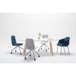 Ergo Design Table de réunion scandinave ovale Lauren Blanc