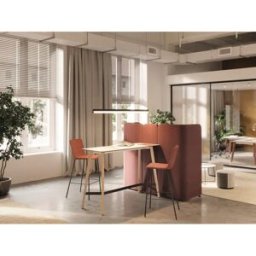 Matel5 Table haute de réunion avec piétement massif Oviedo Blanc polaire ou gris naturel