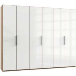 Deladeco Armoire adulte contemporaine portes battantes 300 cm Johanesburg Chêne/blanc