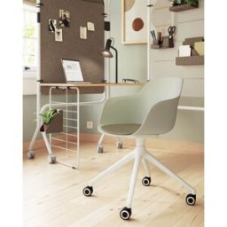 Leaderburo Chaise de réunion pivotante pieds blancs en polypropylène Wendy Blanc, rose, vert, bordeaux, bleu, noir ou marron