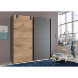 Deladeco Armoire adulte contemporaine chêne/graphite Charlène Chêne/graphite