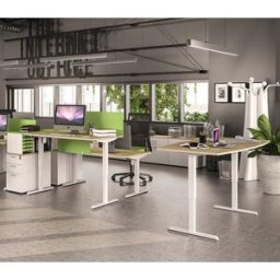 Actiburo Table de réunion réglable en hauteur électrique Talia Blanc perle, erable, hêtre, chêne clair, chêne gris et noyer 68 cm